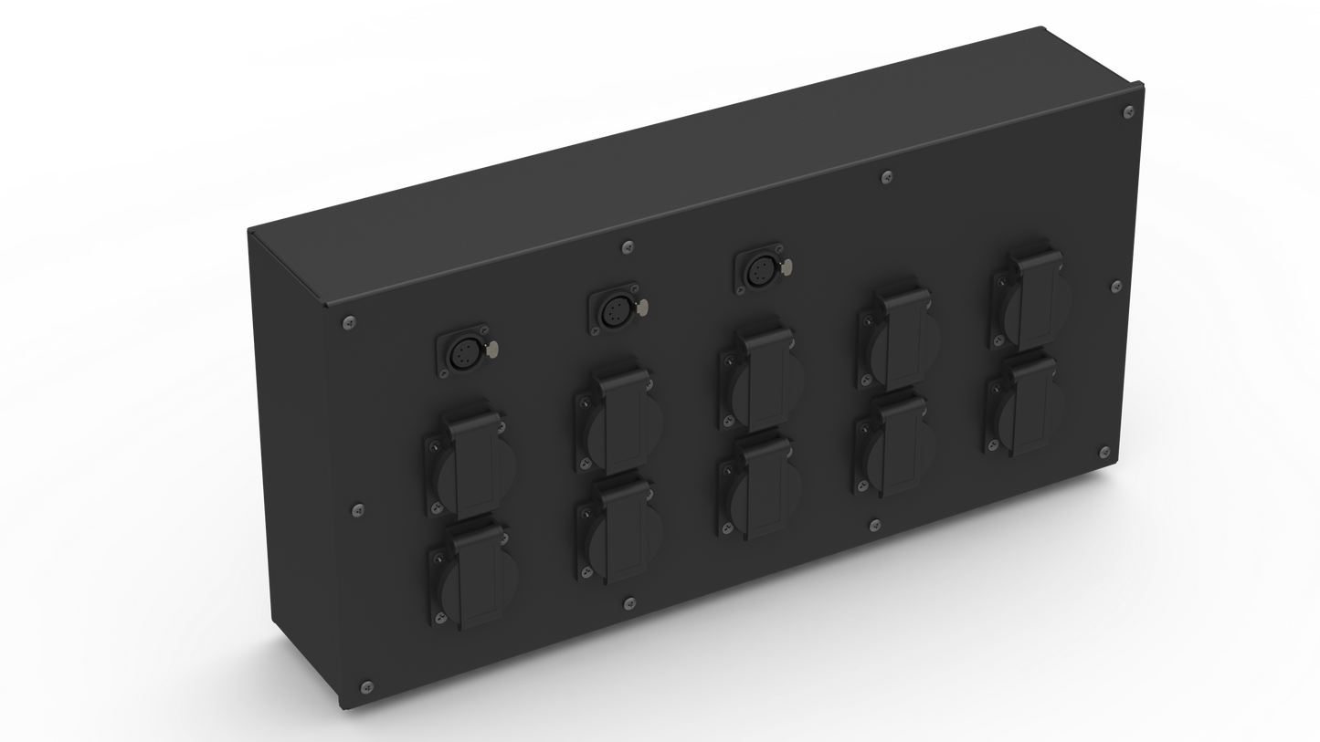 Junction box 10 Schuko 3x5PIN DMX Out