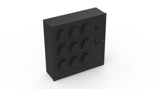 Junction box 9 Schuko 2x5PIN DMX Out